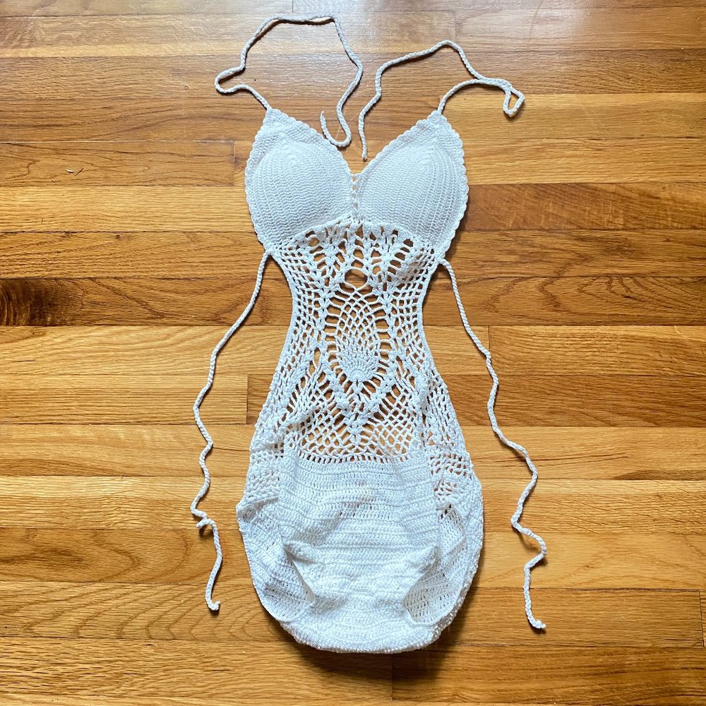 Crochet Knitted One Piece Swimsuit Size Medium - Picture 9 of 16